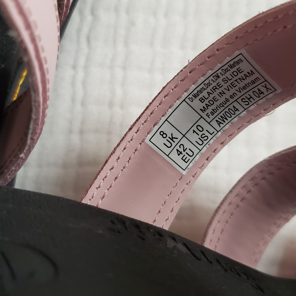 Dr Martens BLAIRE LEATHER SLIDE SANDALS Size 10 Classic Boho Retro Pastel Pink - Picture 12 of 16